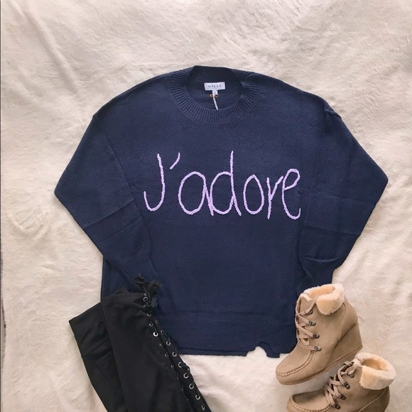 Navy and Purple J’adore Sweater - Picture 5 of 5